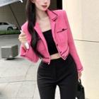 Contrast Stitched Crop Jacket