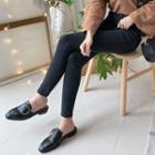 Square-toe Buckled Open-back Loafers