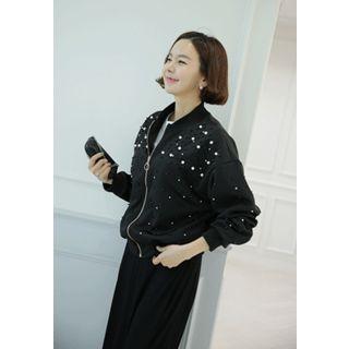 Faux-pearl Trim Jacket