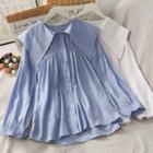 Sailor-collar Puff-sleeve Loose Shirt