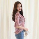 Tie-front Floral Chiffon Top