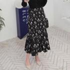 Floral Print Ruffle-hem A-line Skirt