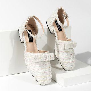 Tweed Ankle Strap Dorsay Flats