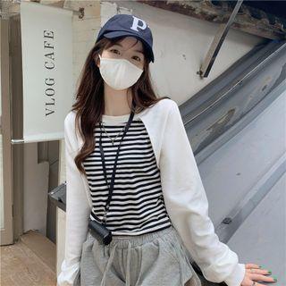 Striped Panel Cropped Sweatshirt