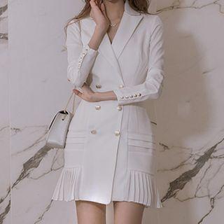 Notch Lapel Double-breasted Long-sleeve Sheath Dress