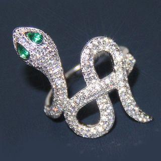 Imitation Emerald Rhinestone Snake Ring