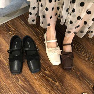 Square-toe Bow Mary Jane Shoes