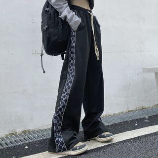Lettering Panel Straight Leg Pants