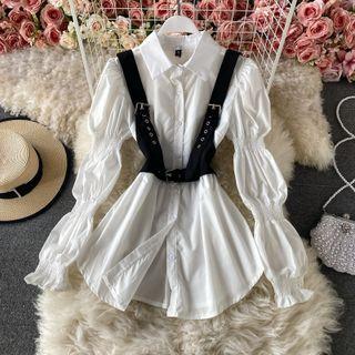 Set: Puff Sleeve Shirt + Vest