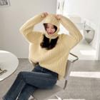 Rib-knit Sweater & Balaclava Hat Set