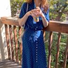 Heart Pattern Short-sleeve Shirt / A-line Maxi Skirt