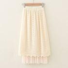 High-waist Plain Lace Mesh Long Skirt
