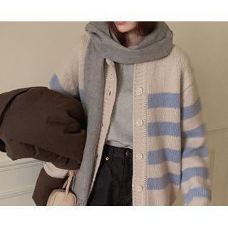 Collared Stripe Woolen Cardigan