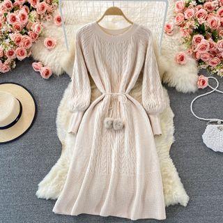 Round Neck Cable Knit Dress