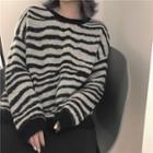 Zebra Print Sweater Zebra Pattern - Black & White - One Size