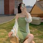 Strappy Plain A-line Dress / Light Jacket