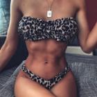 Strapless Leopard Print Bikini