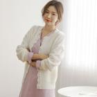 Faux-pearl Scallop-edge Cardigan