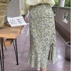 Floral Drawstring Midi Skirt