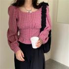 Plaid Blouse Plaid - Rose Pink - One Size