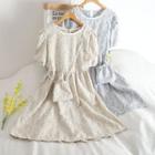 Set: Short-sleeve Floral Print Mini Dress + Crossbody Bag