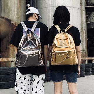 Chain Detail Faux-leather Backpack