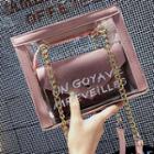 Lettering Transparent Handbag With Pouch