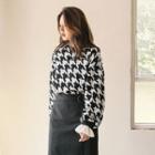 Houndstooth Wool Blend Sweater