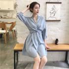 3/4-sleeve Tie Back A-line Dress