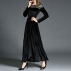 Long-sleeve Velvet Evening Gown