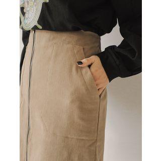 Zip-front Midi H-line Skirt