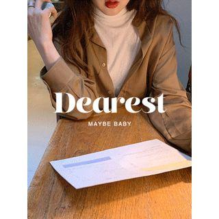 Mandarin-collar Loose-fit Shirt One Size