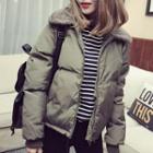 Faux Shearling Collared Zip Padded Jacket