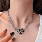 Heart Pendant Alloy Stainless Steel Necklace Silver - One Size