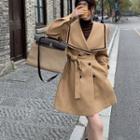 Sailor Collar Double-breasted Coat Khaki - One Size