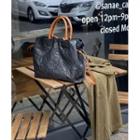 Crinkled Real-leather Tote Black - One Size