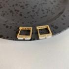 Faux Cat Eye Stone Alloy Square Earring E4278 - 1 Pr - Gold - One Size