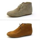 Genuine Suede Lace-up Booties