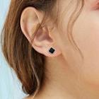 925 Silver Plating Square Stud Earring Black - One Size