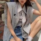 Sleeveless Striped Shirt Stripe - Light Blue & White - One Size