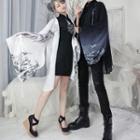 Printed Open Front Jacket / Tassel Detail Short-sleeve Qipao