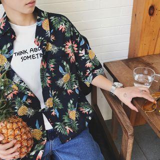 Pineapple Print 3/4 Sleeve Shirt