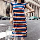 Striped Sleeveless Knitted Dress Stripe - Multicolor - One Size