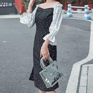 Heart Print 3/4-sleeve Sheath Dress