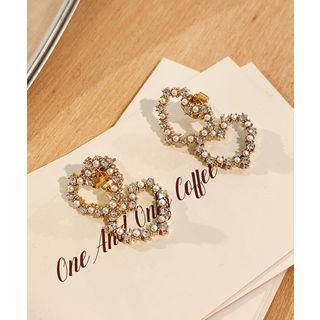 Double-heart Earrings Gold - One Size