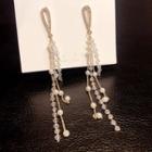 Faux Pearl Faux Crystal Fringed Earring 1 Pair - As Shown In Figure - One Size