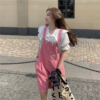 Ruffle-trim Collared Blouse / Jumper Shorts (various Designs)