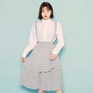 Pattern Midi Suspender Dress