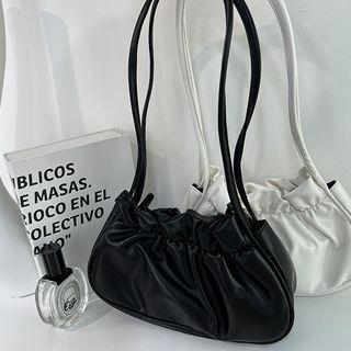 Snap-button Shirred Shoulder Bag