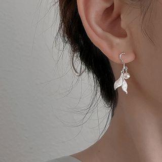 Mermaid Tail Faux Pearl Dangle Earring 1 Pair - Silver - One Size